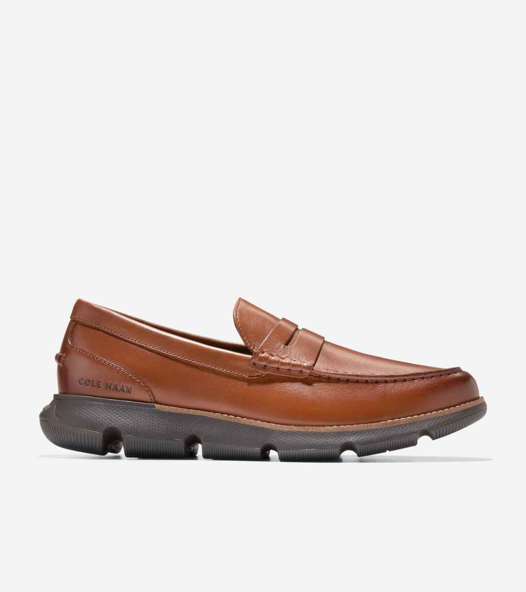Men's 4.ZERØGRAND Penny Loafers-British Tan-Chocolate-Black