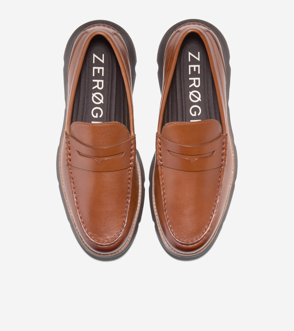 Men's 4.ZERØGRAND Penny Loafers-British Tan-Chocolate-Black