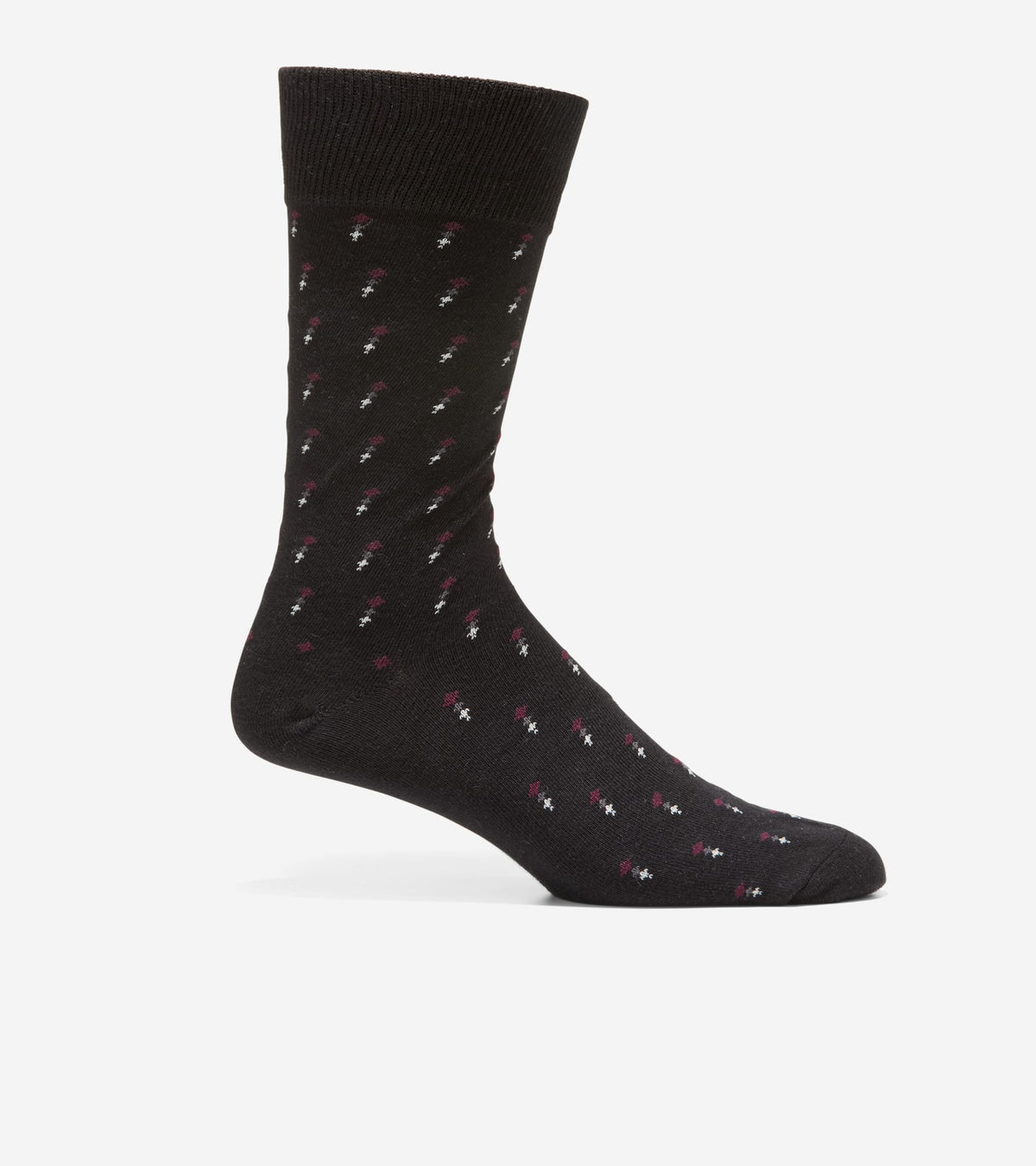 Men's 4-Pair Plaid/ditsy Print Gift Box Socks-Burgundy Assorted