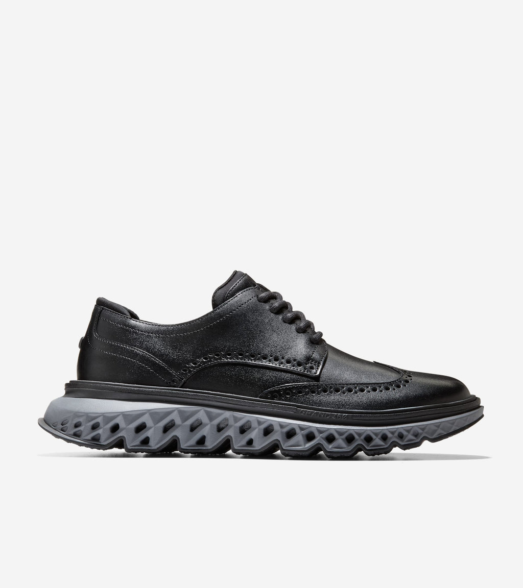 Men's 5.ZERØGRAND Wingtip Oxfords-Black-Raven-Quiet Shade