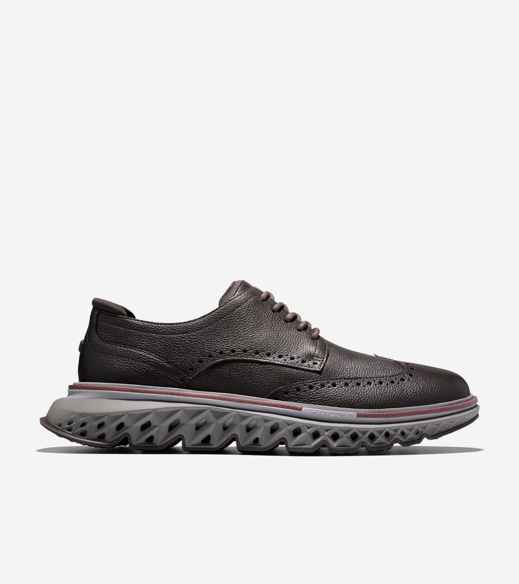 Men's 5.ZERØGRAND Wingtip Oxfords-Java-Bloodstone-Steel Gray