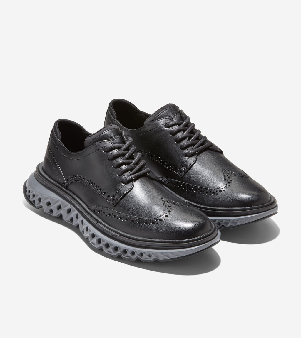 Men's 5.ZERØGRAND Wingtip Oxfords-Black-Raven-Quiet Shade