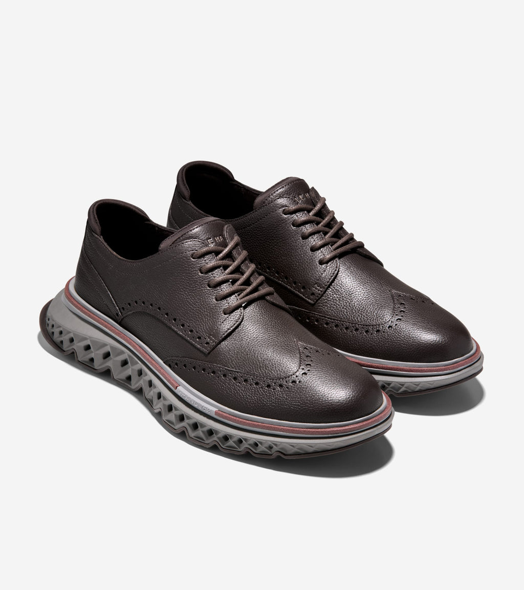 Men's 5.ZERØGRAND Wingtip Oxfords-Java-Bloodstone-Steel Gray