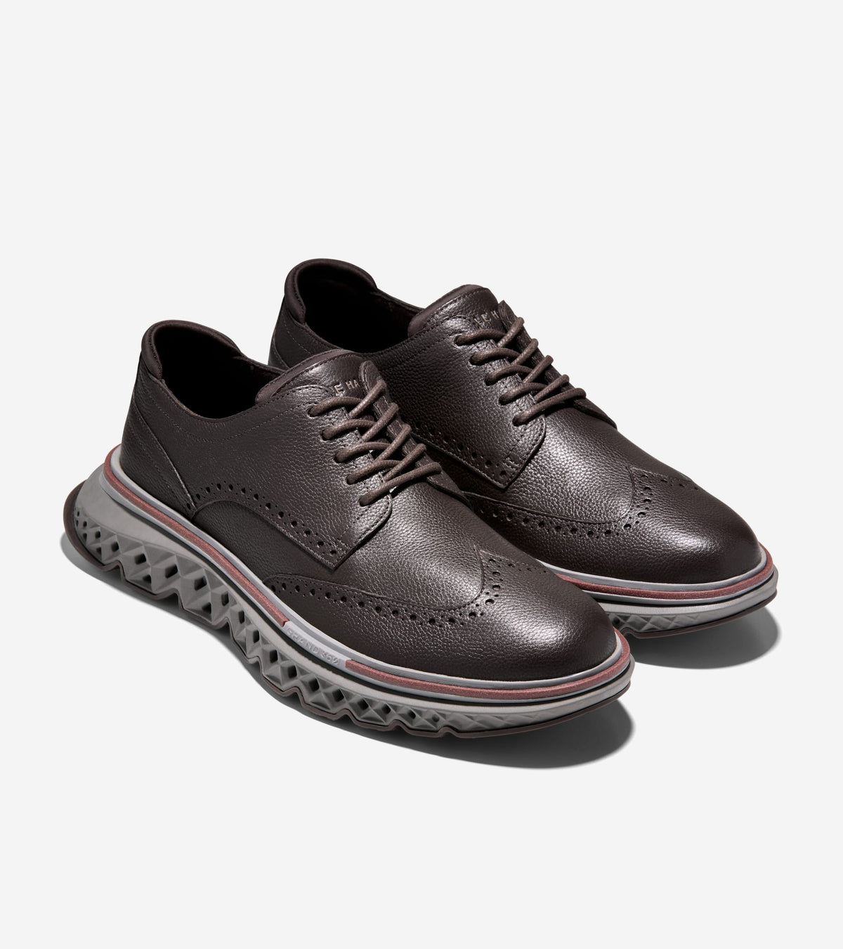 Men's 5.ZERØGRAND Wingtip Oxfords-Java-Bloodstone-Steel Gray