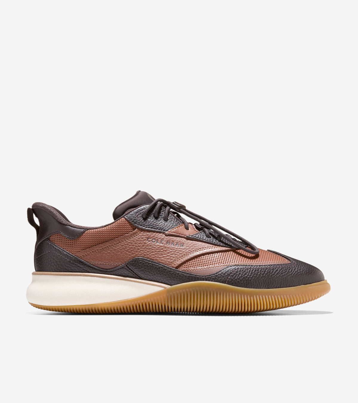Men's 6.ZERØGRAND Quick-On Leather Sneakers-British Tan-Dark Chocolate
