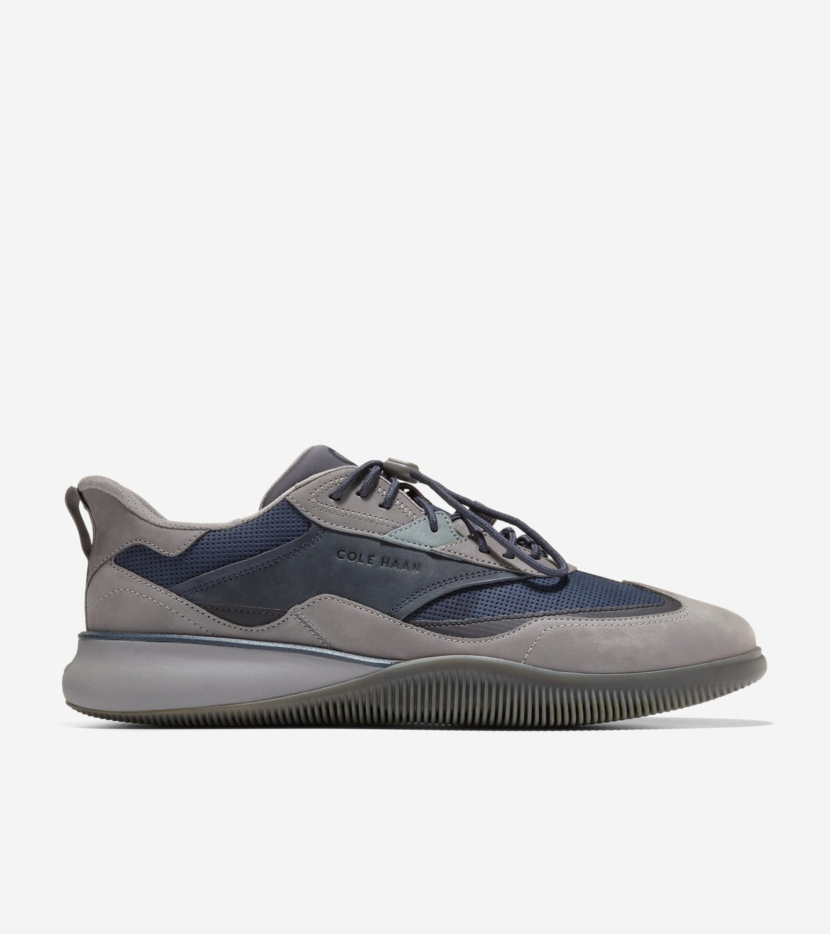 Men's 6.ZERØGRAND Quick-On Leather Sneakers-Steel Gray-Navy Blazer
