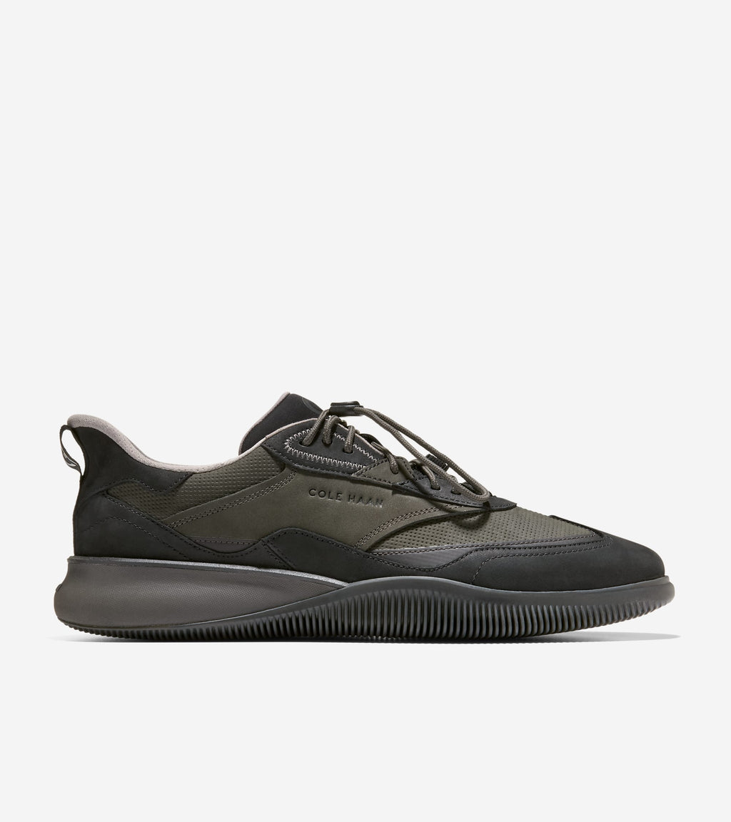 Men's 6.ZERØGRAND Quick-On Leather Sneakers-Black-Raven