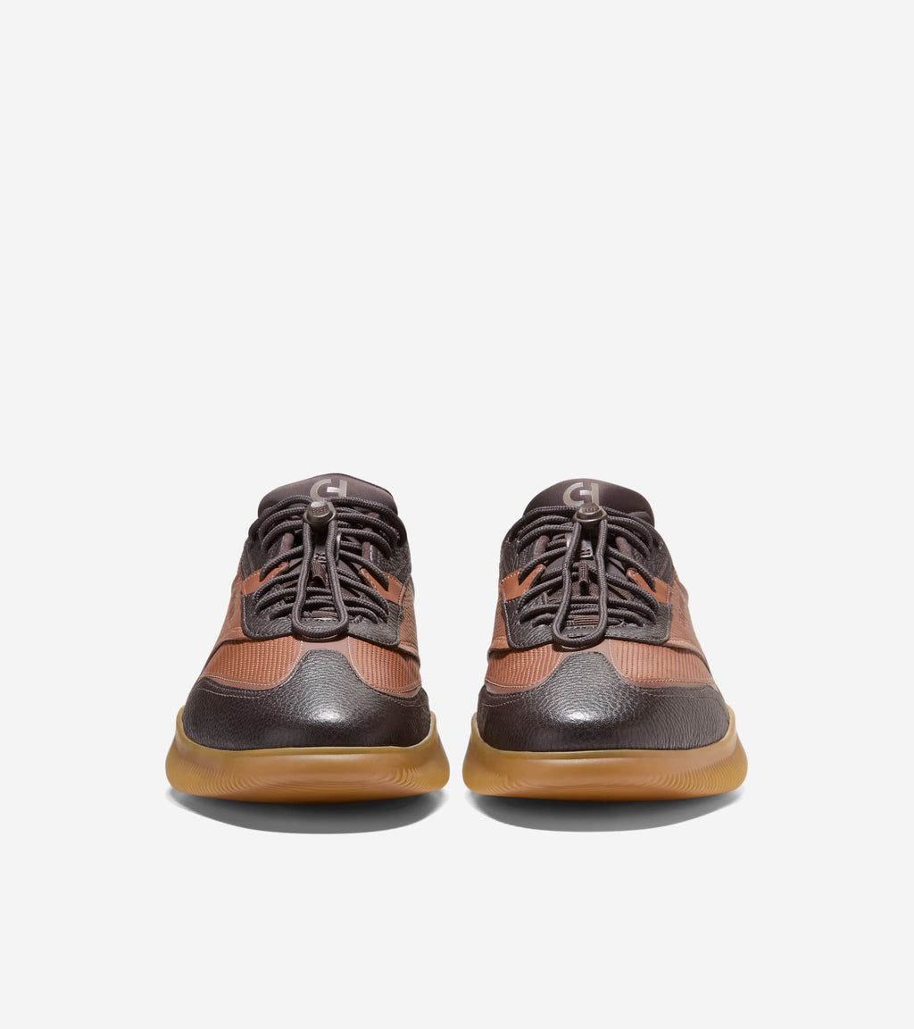 Men's 6.ZERØGRAND Quick-On Leather Sneakers-British Tan-Dark Chocolate