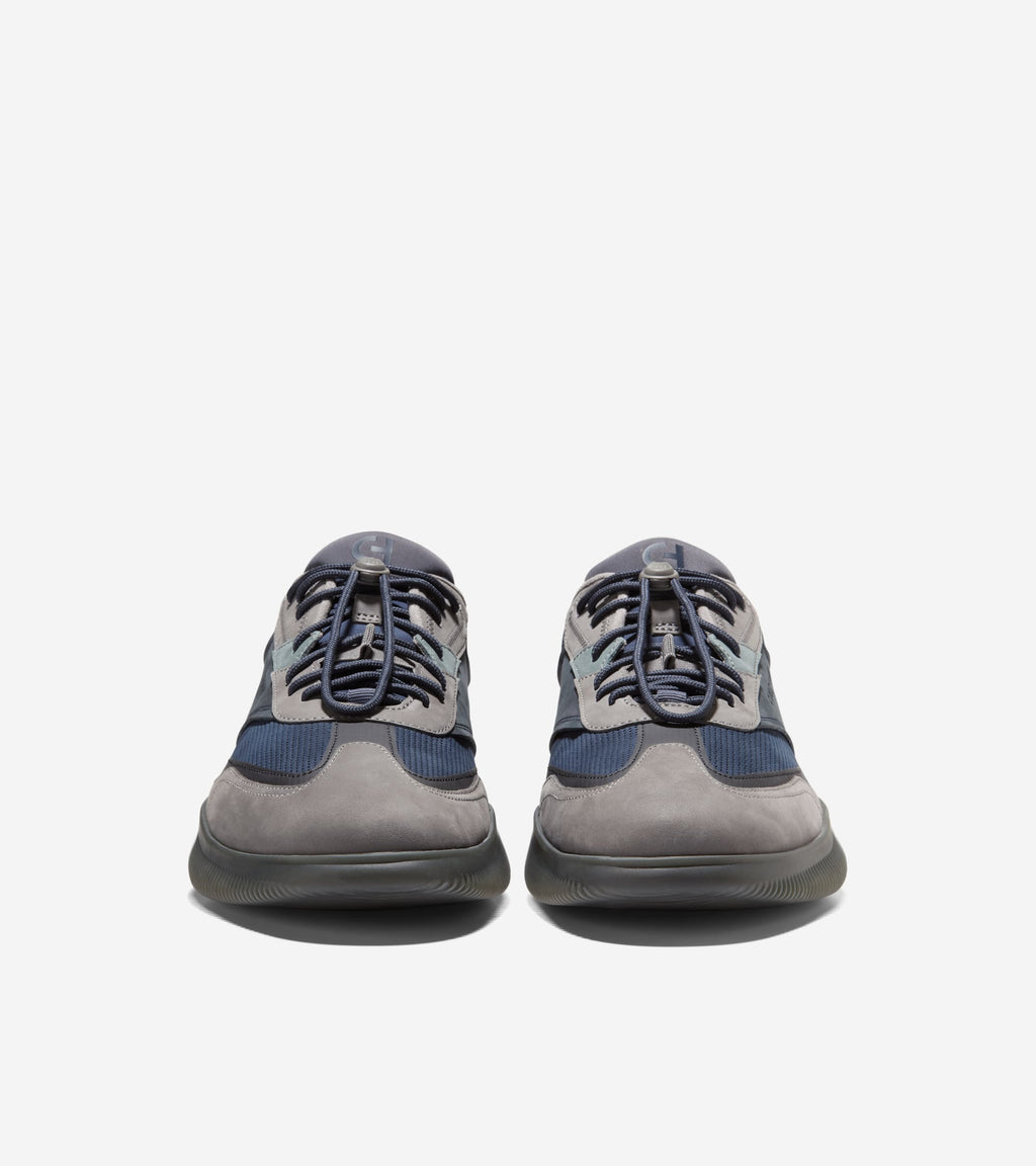 Men's 6.ZERØGRAND Quick-On Leather Sneakers-Steel Gray-Navy Blazer