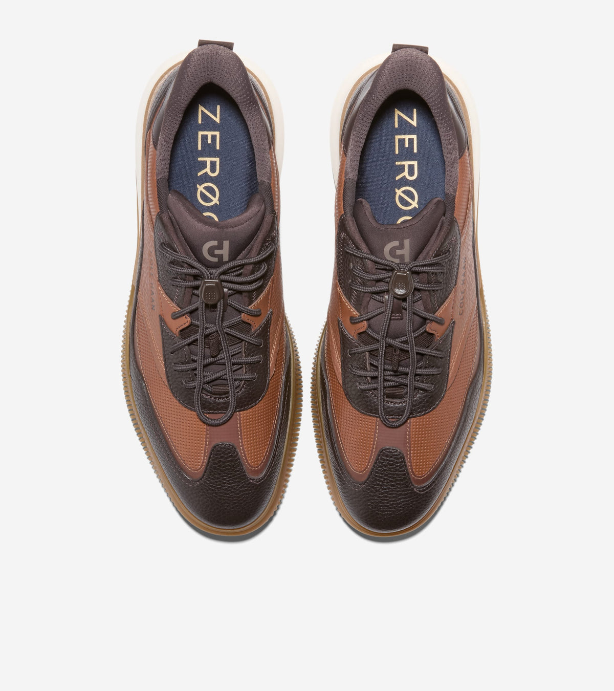 Men's 6.ZERØGRAND Quick-On Leather Sneakers-British Tan-Dark Chocolate
