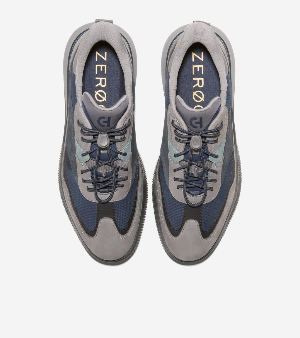 Men's 6.ZERØGRAND Quick-On Leather Sneakers-Steel Gray-Navy Blazer