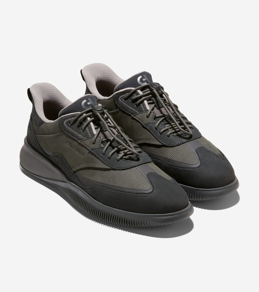 Men's 6.ZERØGRAND Quick-On Leather Sneakers-Black-Raven