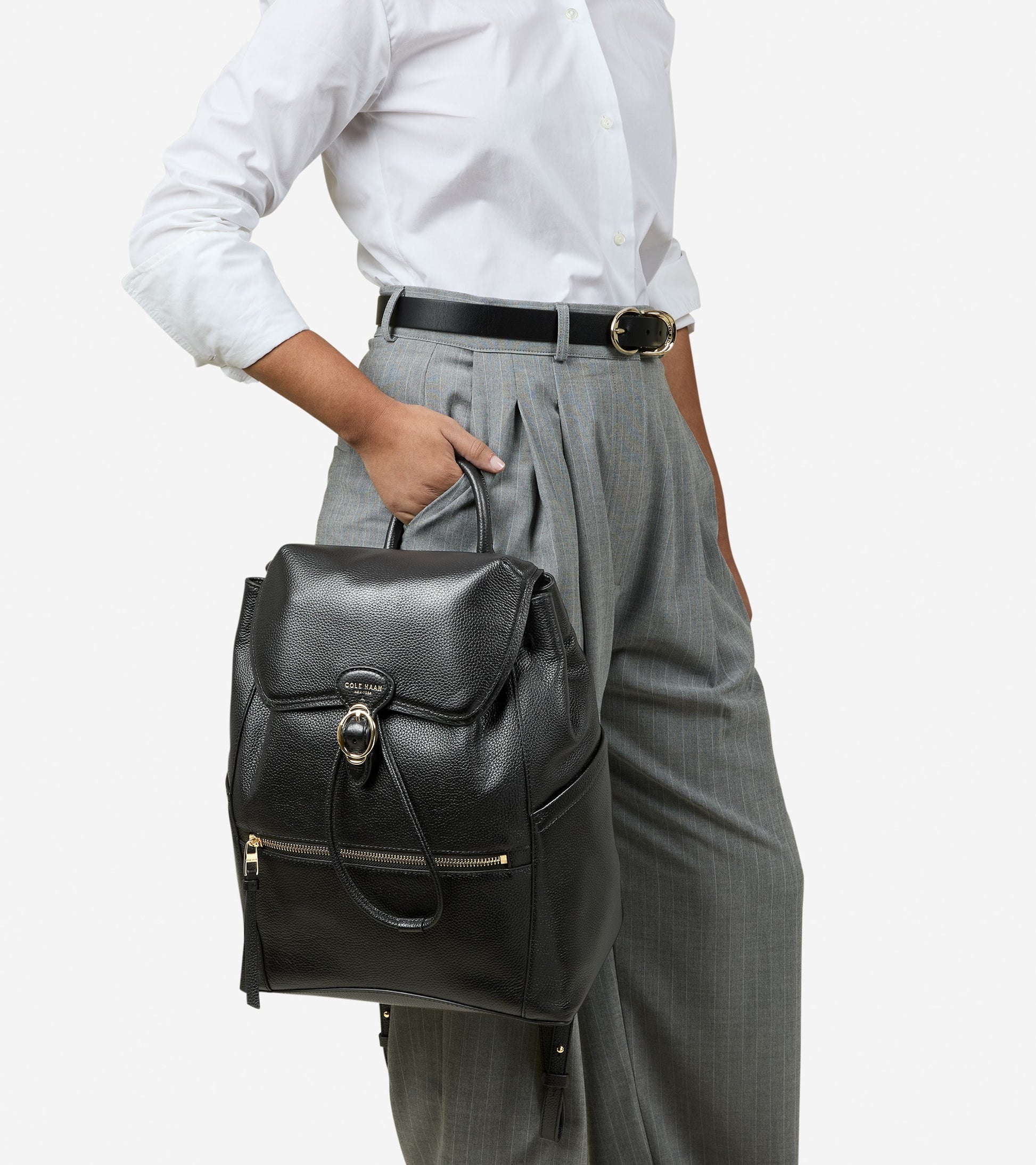 dresden flap leather backpack Cole Haan Women's Alexandria Flap Medium Backpack