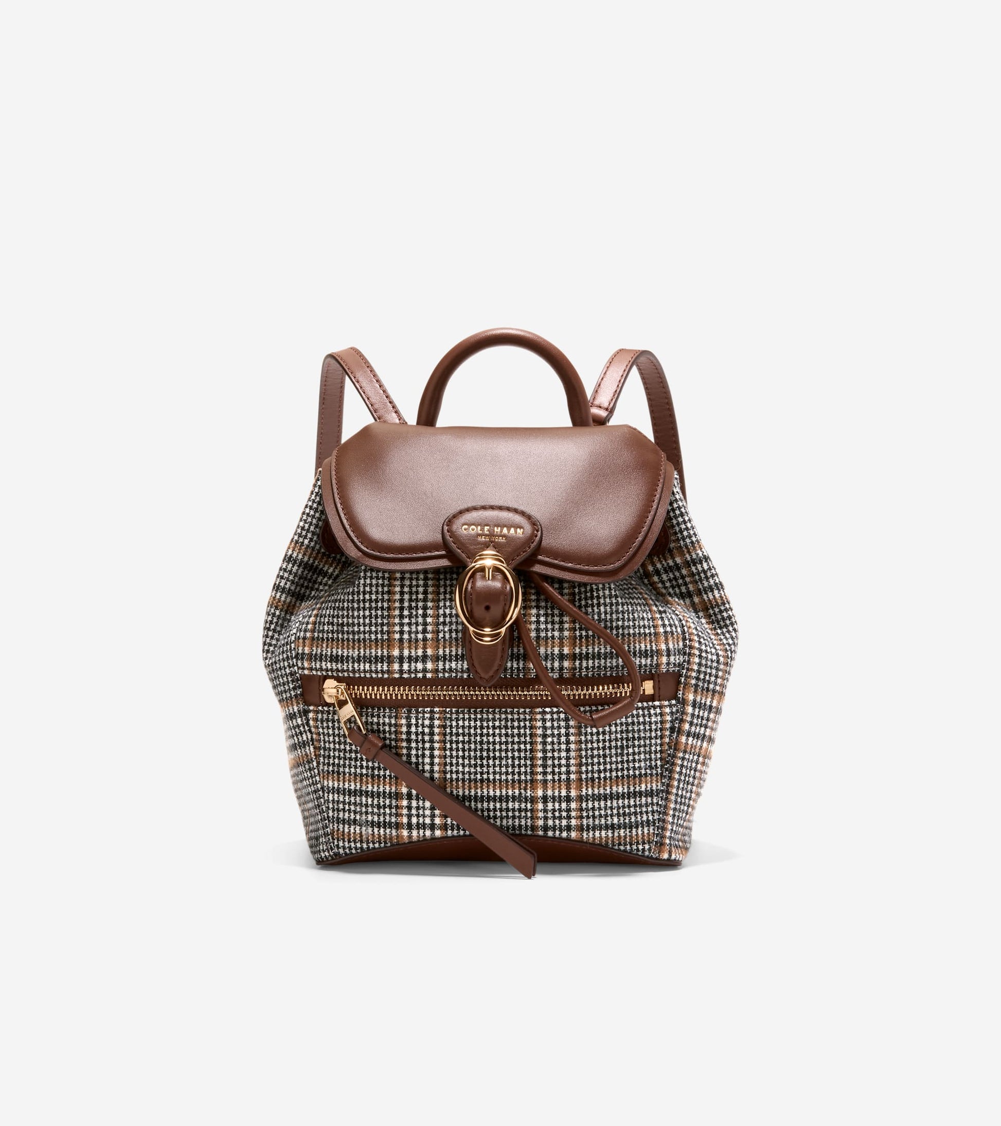 Women's Alexandria Small Flap Backpack-Plaid Print-Hickory