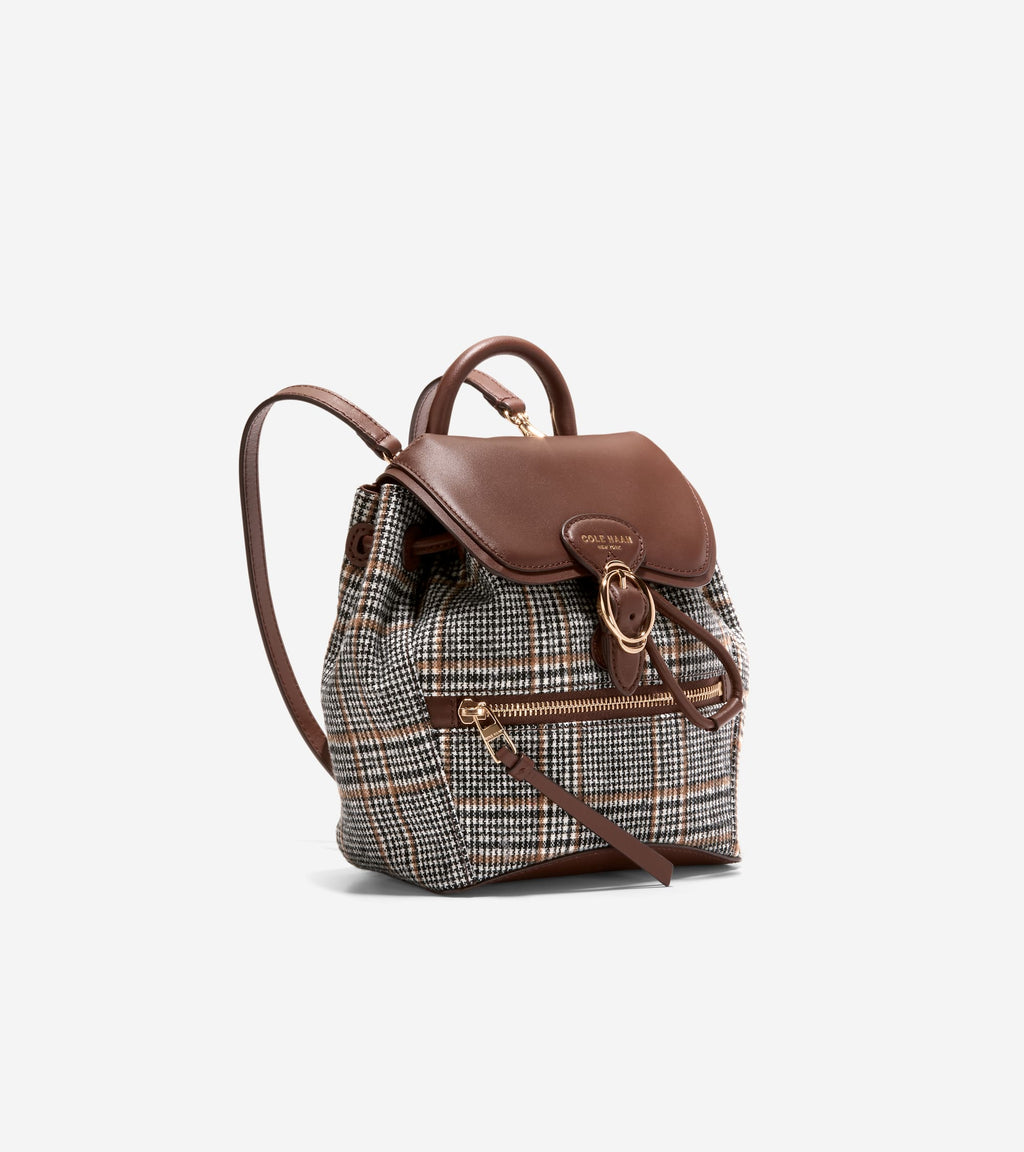 Women's Alexandria Small Flap Backpack-Plaid Print-Hickory