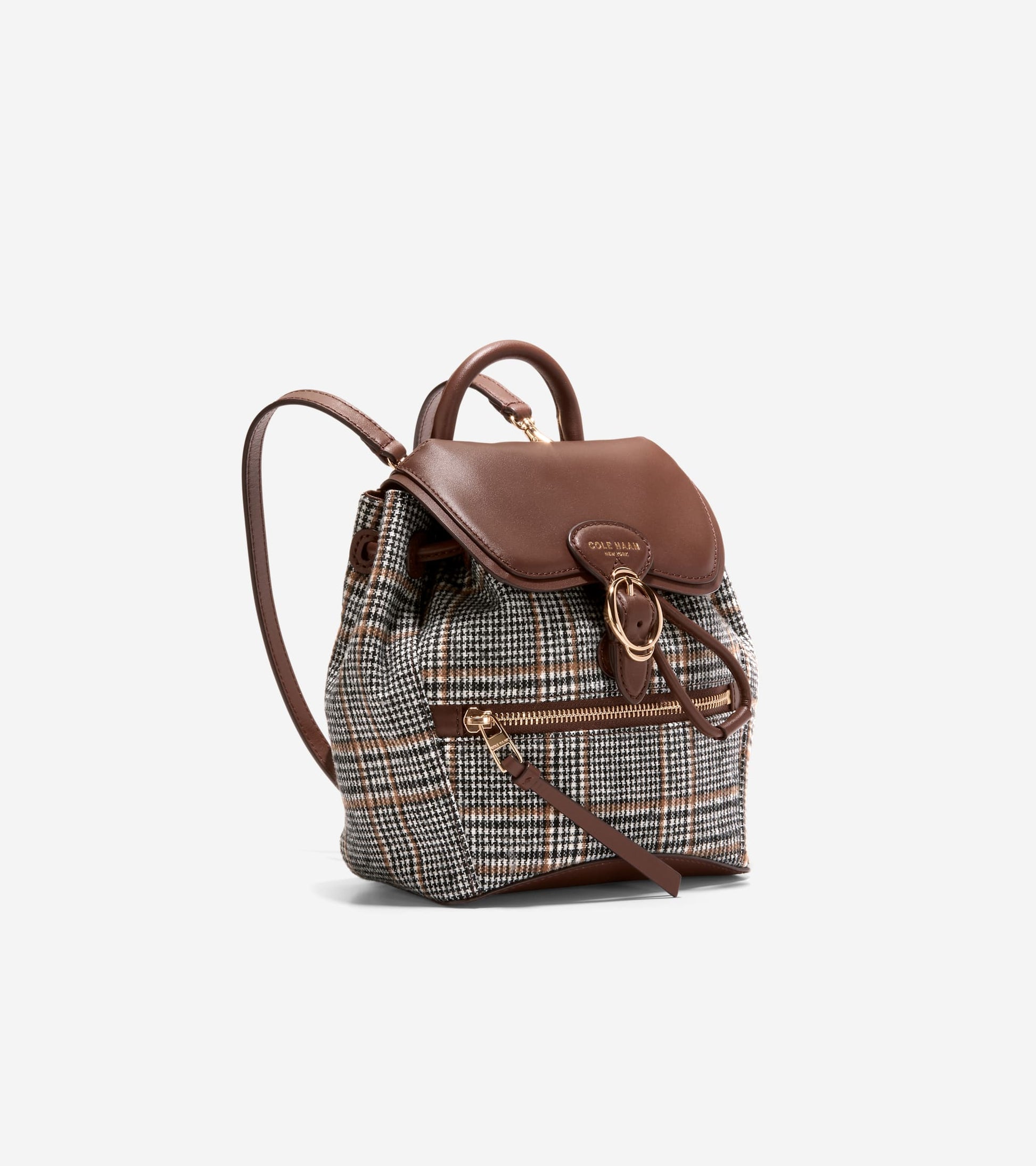 Women's Alexandria Small Flap Backpack-Plaid Print-Hickory
