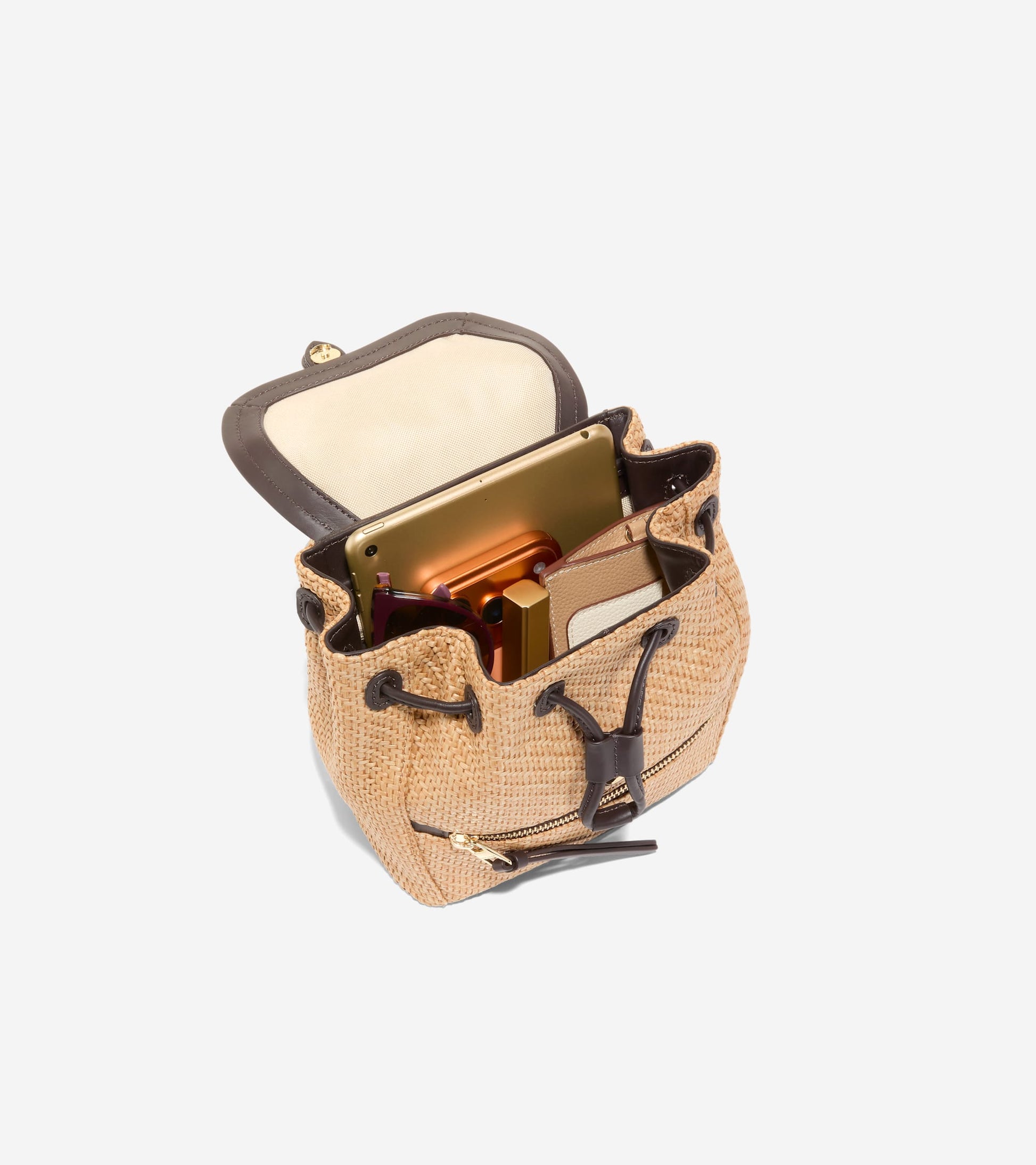 Women's Alexandria Flap Small Backpack in Beige