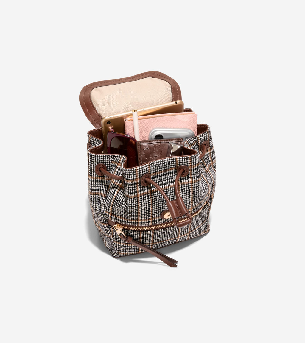 Women's Alexandria Small Flap Backpack-Plaid Print-Hickory