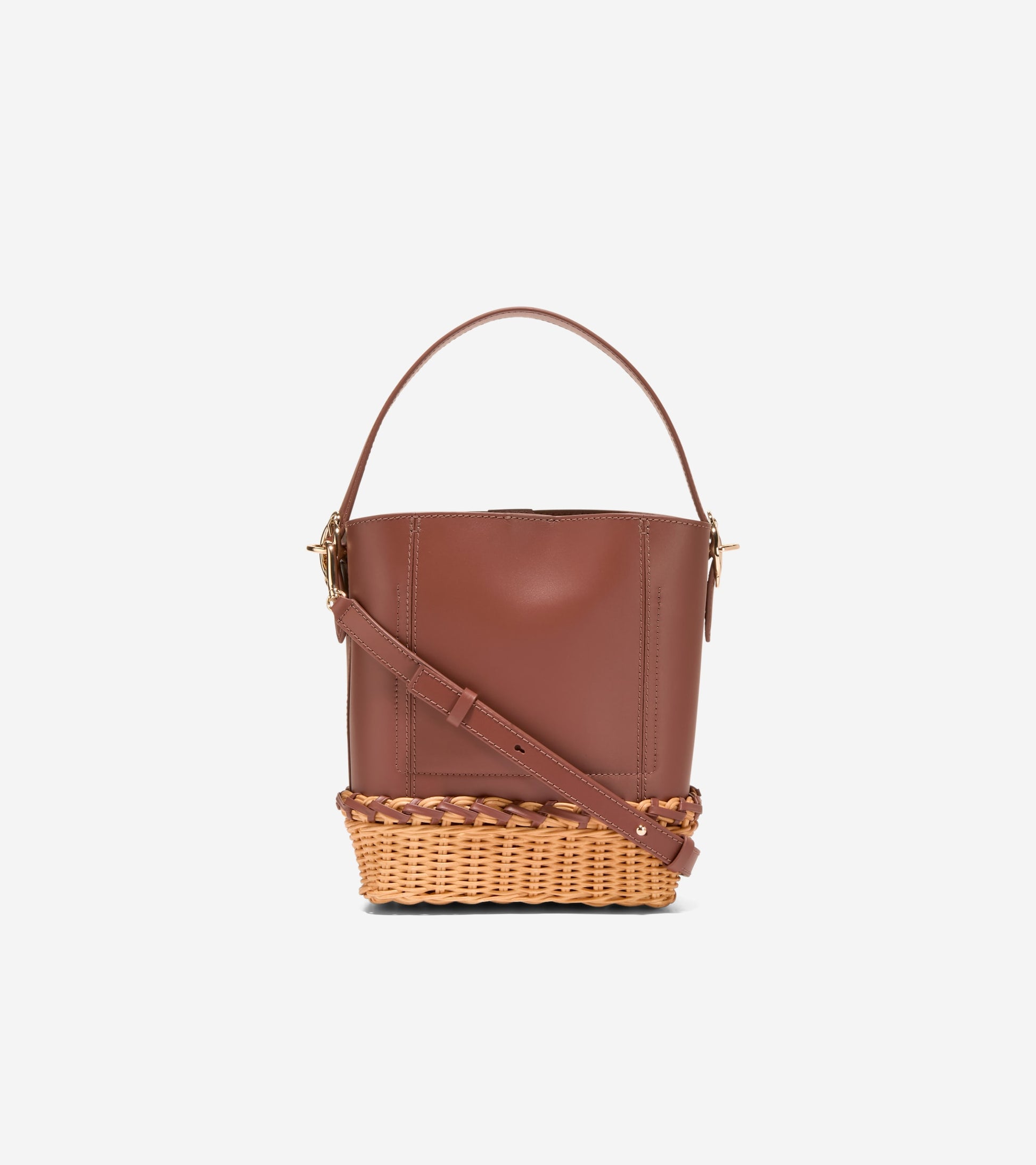 Women's Alexandria Small Bucket Crossbody Bag-Dark Cuoio Wicker