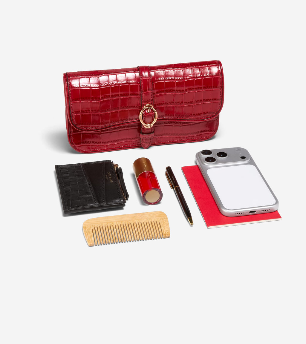 Women's Alexandria Wallet On A Chain-Sun-Dried Tomato Croco Print