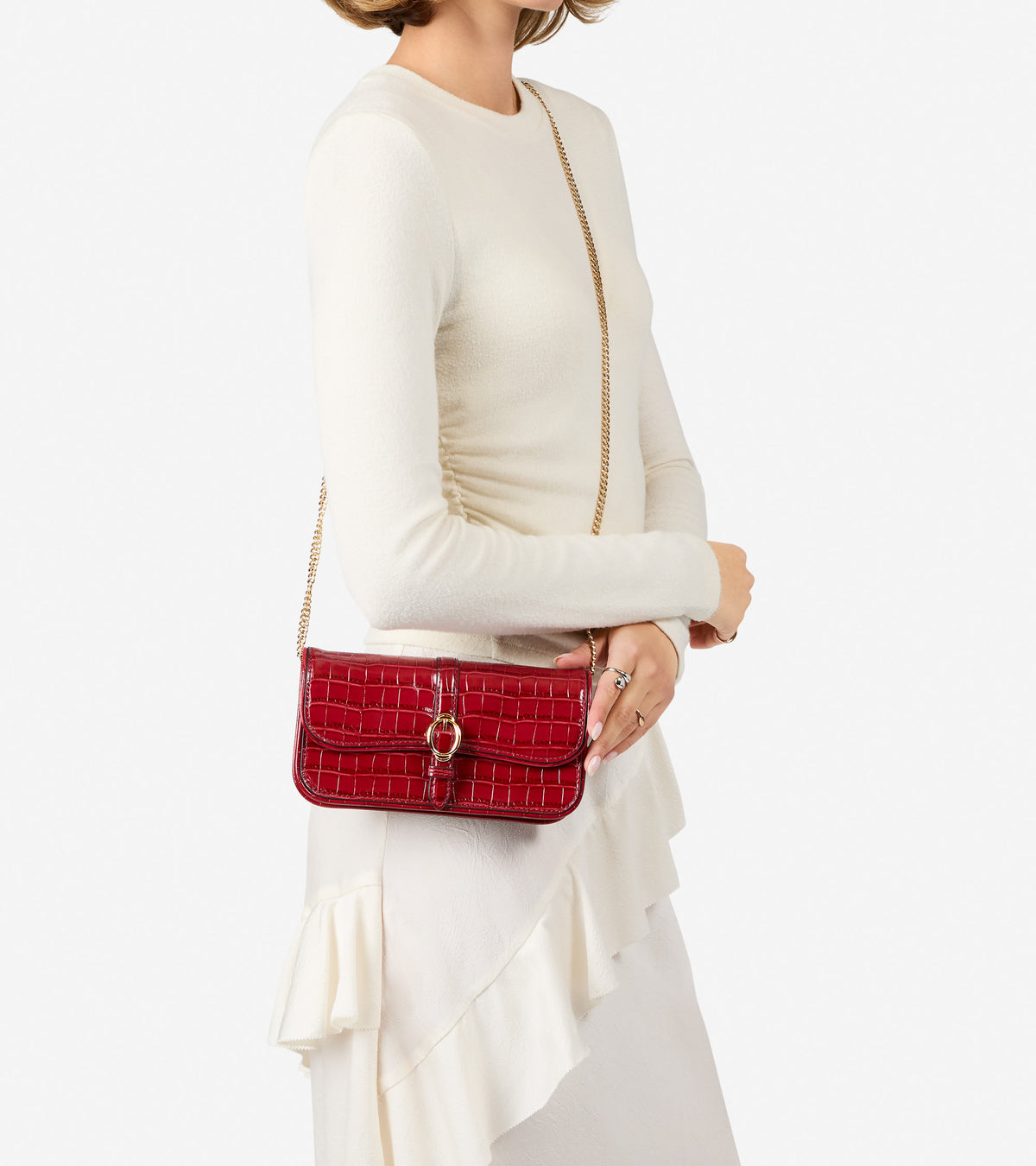 Women's Alexandria Wallet On A Chain-Sun-Dried Tomato Croco Print