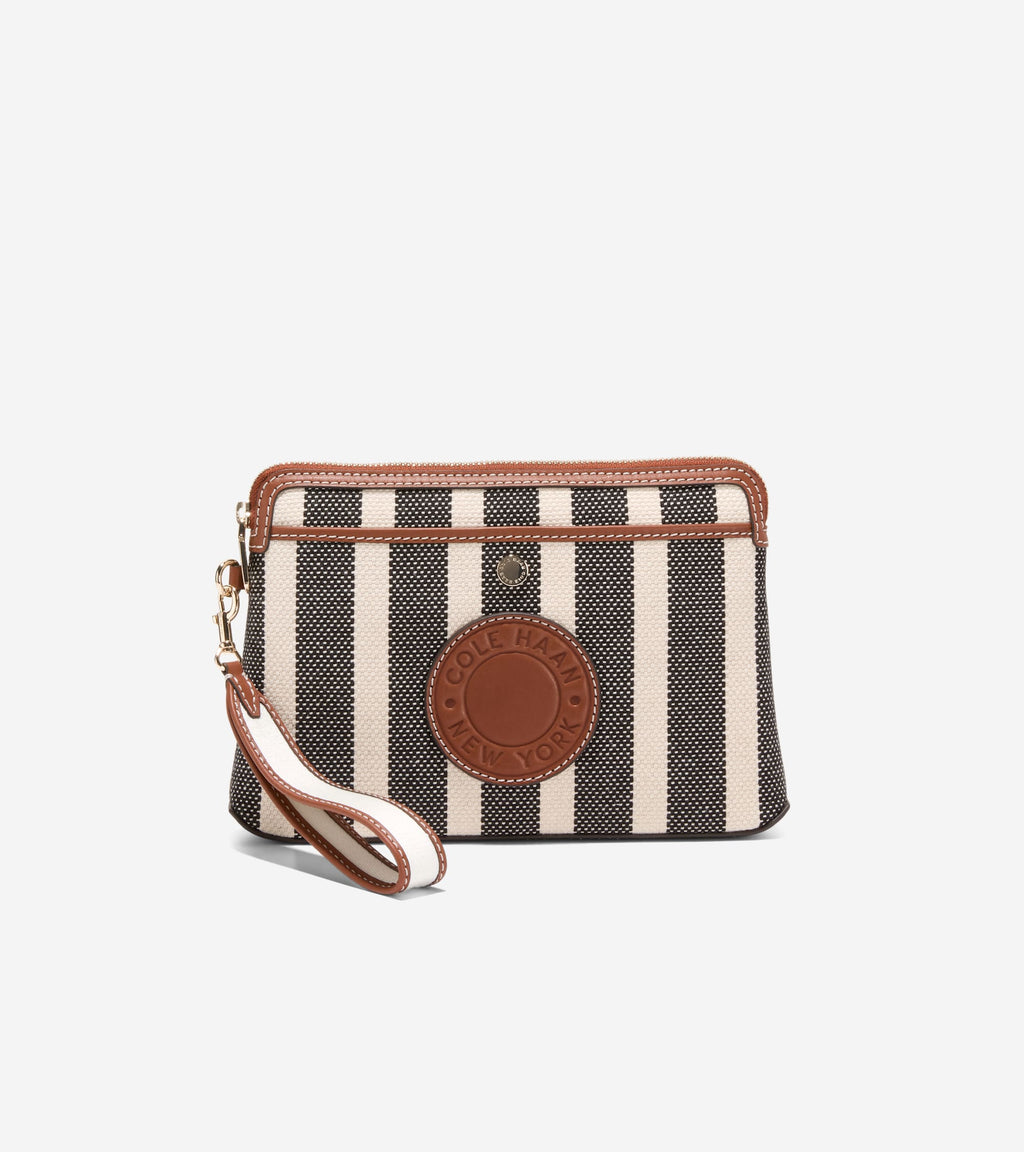 Women's Amagansett Canvas Pouch-Natural Stripe Print
