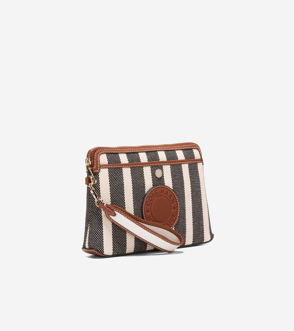 Women's Amagansett Canvas Pouch-Natural Stripe Print