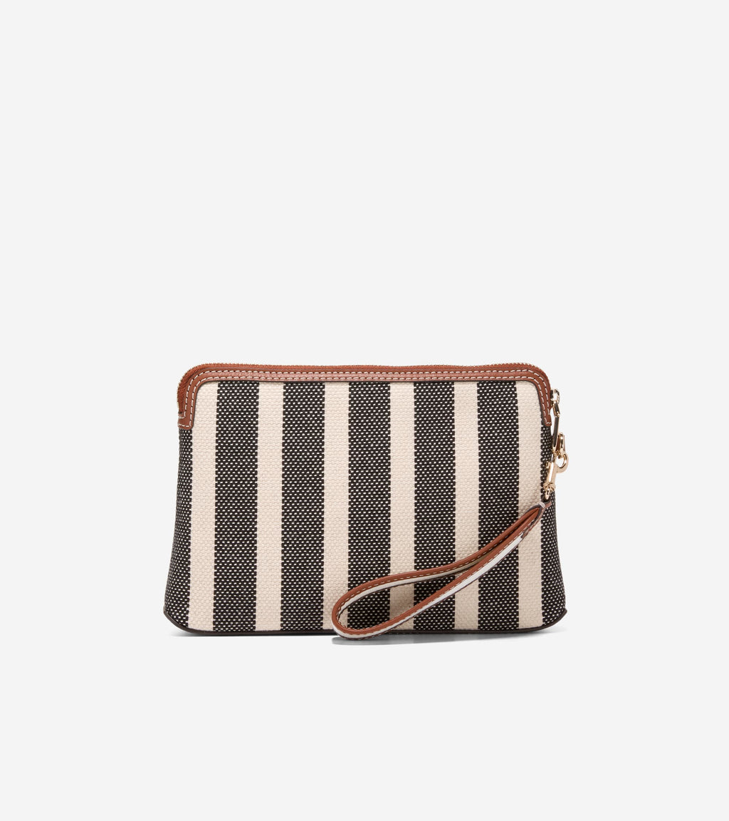 Women's Amagansett Canvas Pouch-Natural Stripe Print