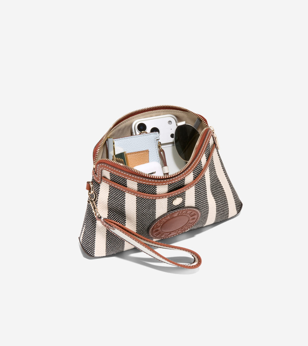 Women's Amagansett Canvas Pouch-Natural Stripe Print