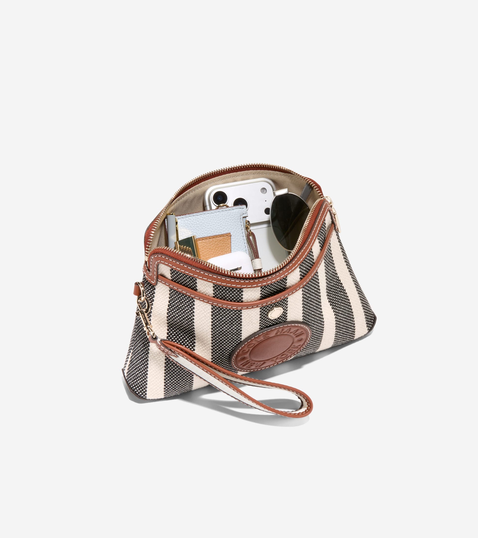 Women's Amagansett Canvas Pouch-Natural Stripe Print