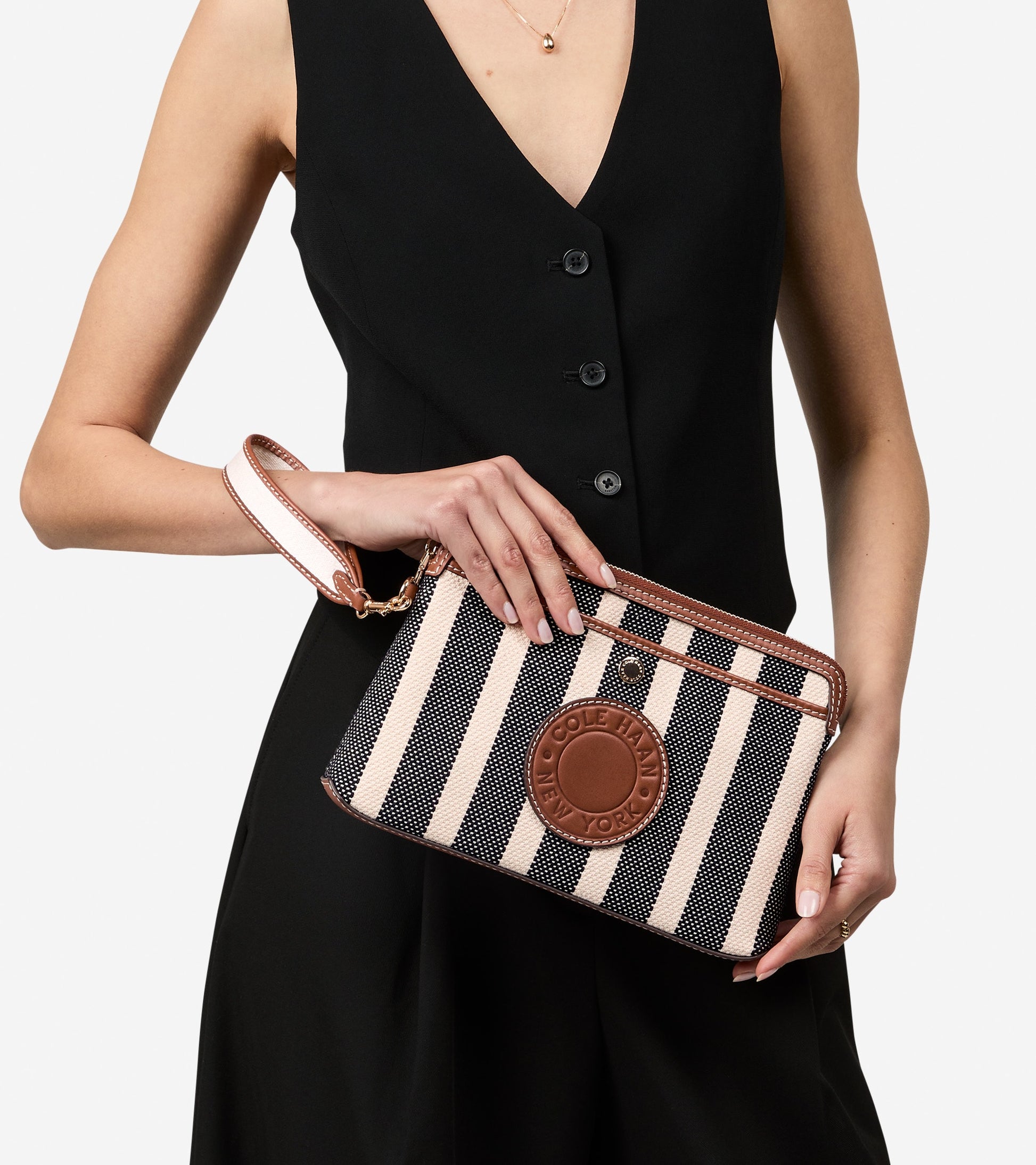 Women's Amagansett Canvas Pouch-Natural Stripe Print