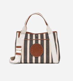 Women's Amagansett Canvas Tote Bag-Natural Stripe Print