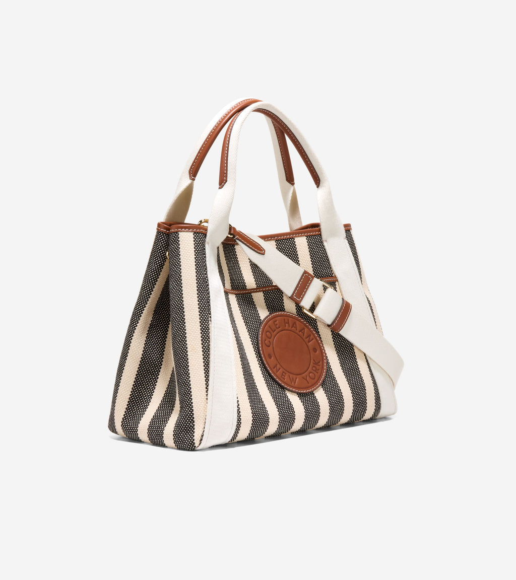 Women's Amagansett Canvas Tote Bag-Natural Stripe Print