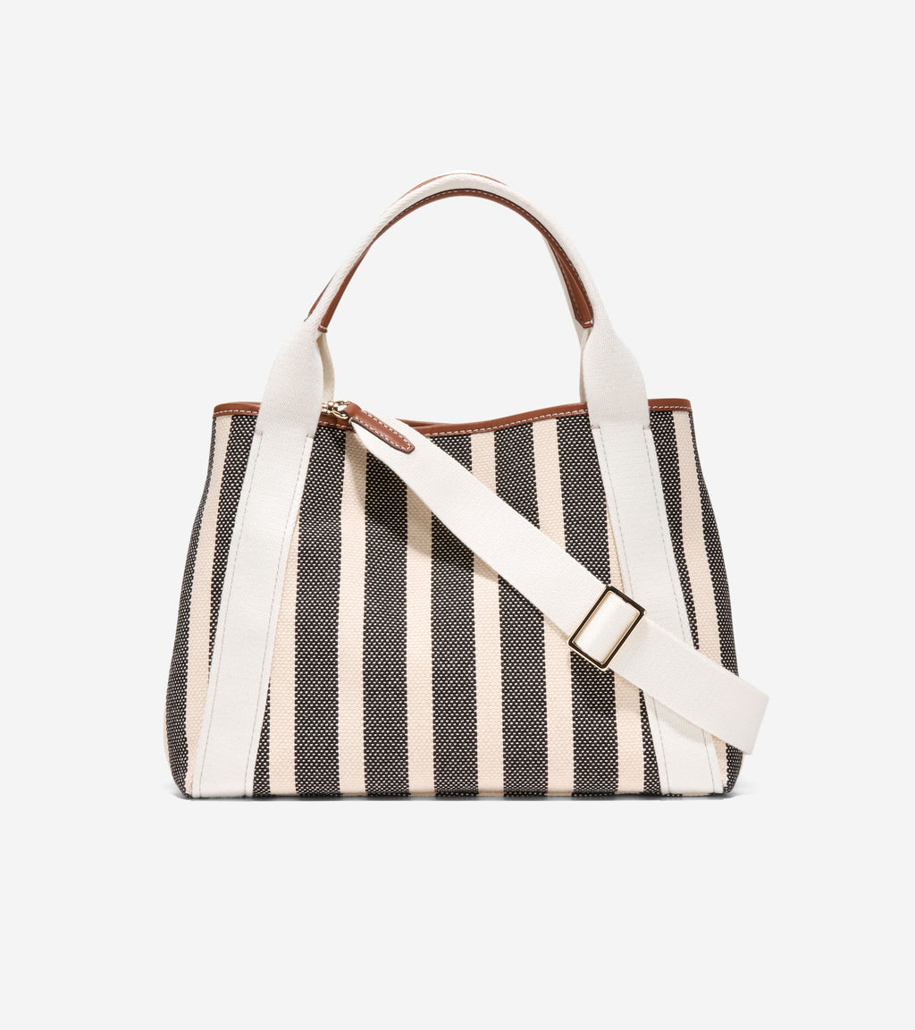 Women's Amagansett Canvas Tote Bag-Natural Stripe Print