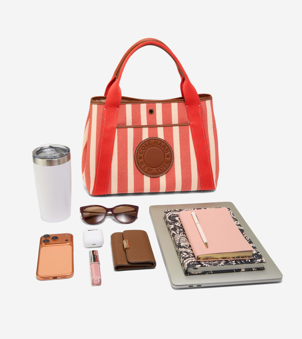 Women's Amagansett Canvas Tote Bag-Summer Fig Stripe Print