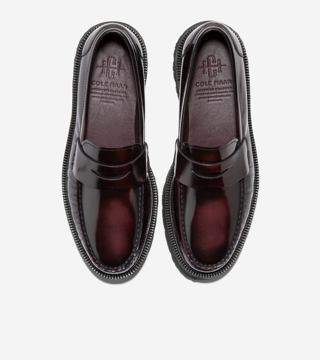 Men's American Classics Penny Loafers-Deep Burgundy-Black
