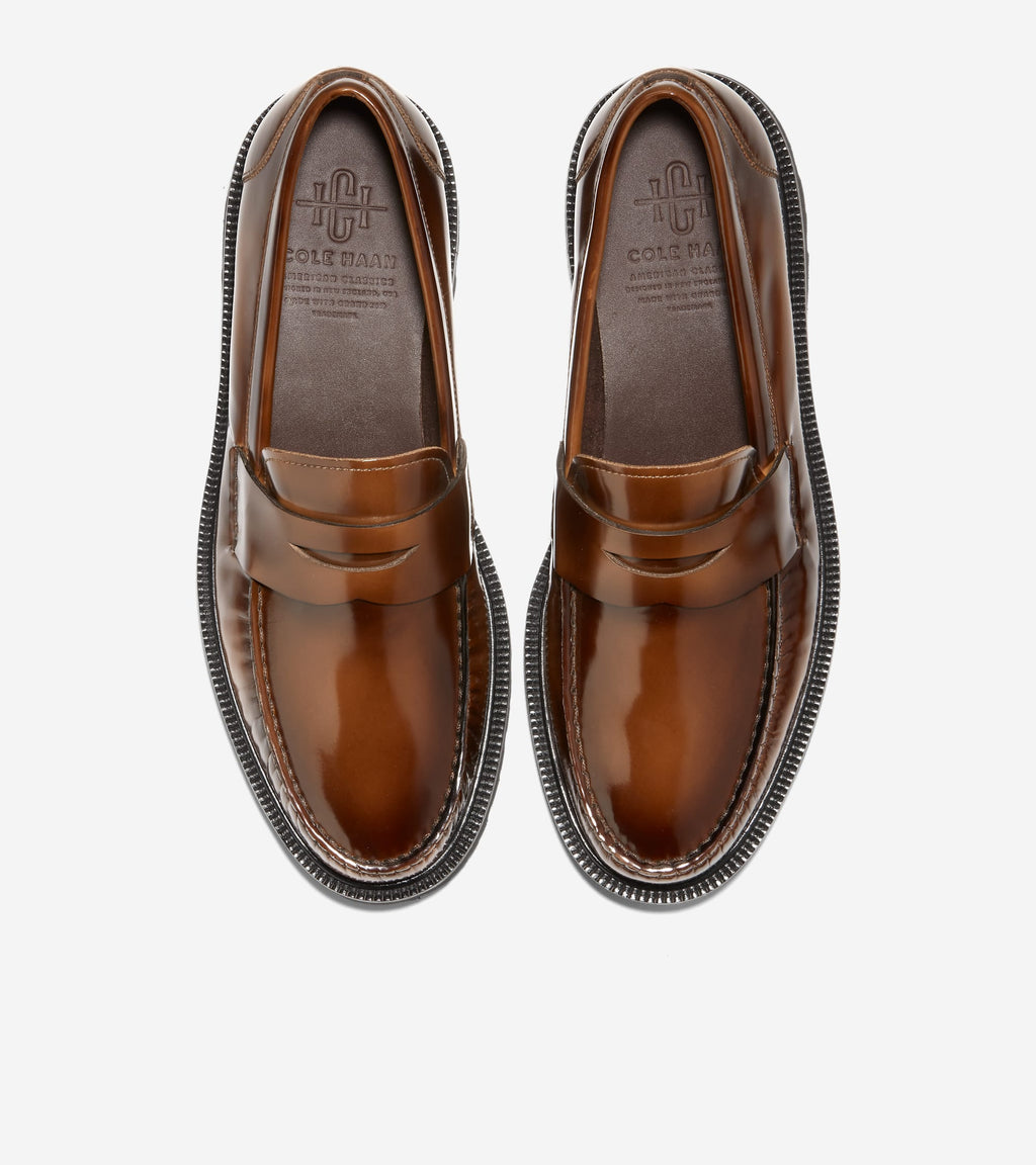 Men's American Classics Penny Loafers-Dark Chocolate Brush-Off-Black