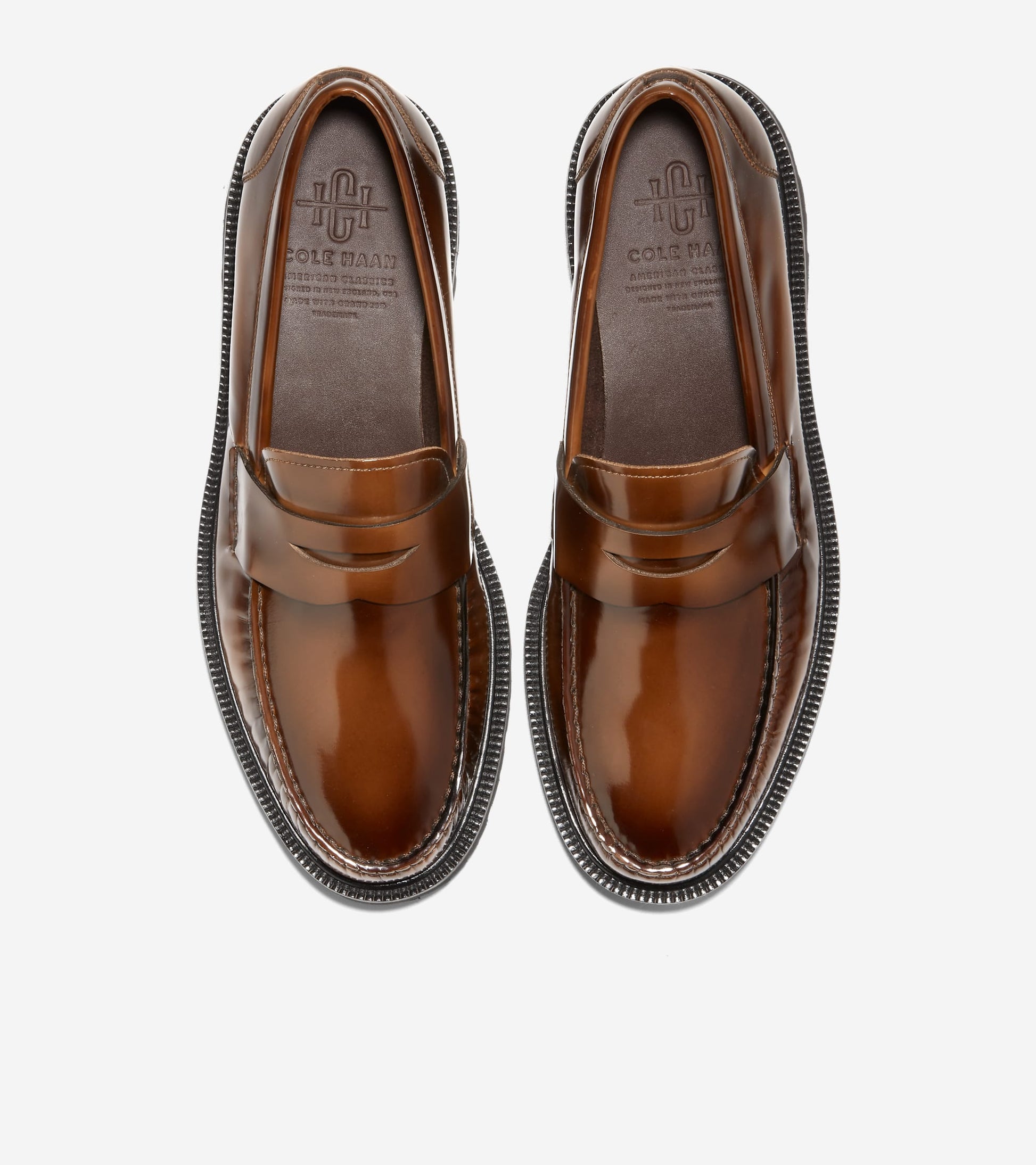 Men's American Classics Penny Loafers-Dark Chocolate Brush-Off-Black
