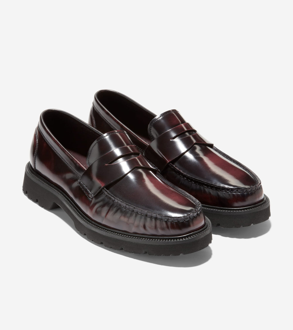 Men's American Classics Penny Loafers-Deep Burgundy-Black