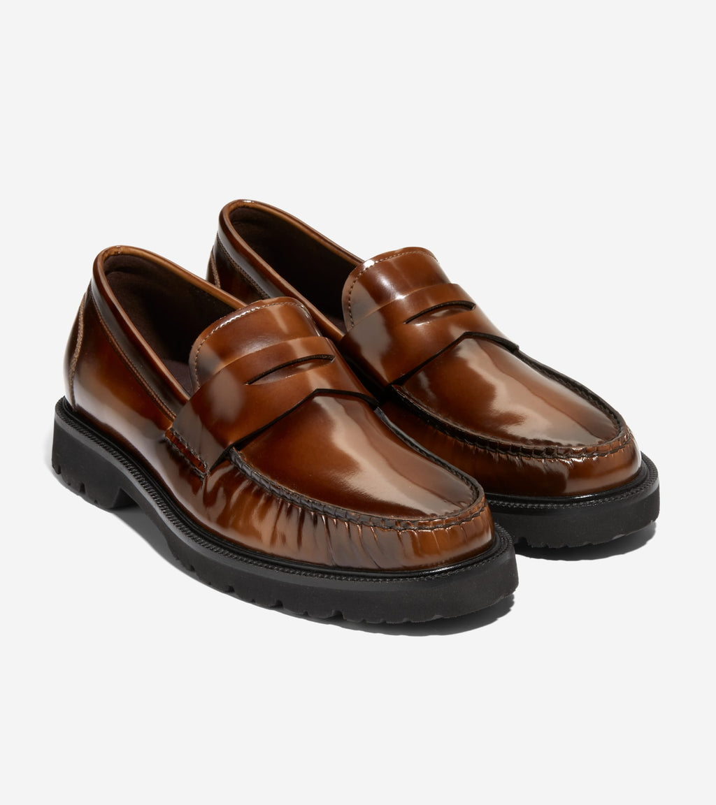 Men's American Classics Penny Loafers-Dark Chocolate Brush-Off-Black