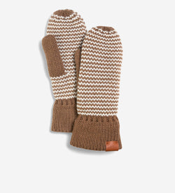 Women's Arrow Striped Mittens-Spiced Brown