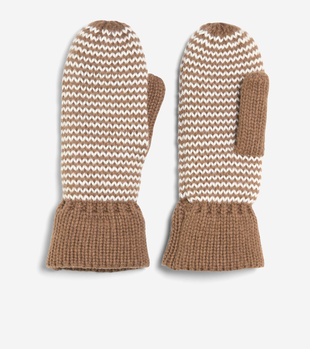 Women's Arrow Striped Mittens-Spiced Brown