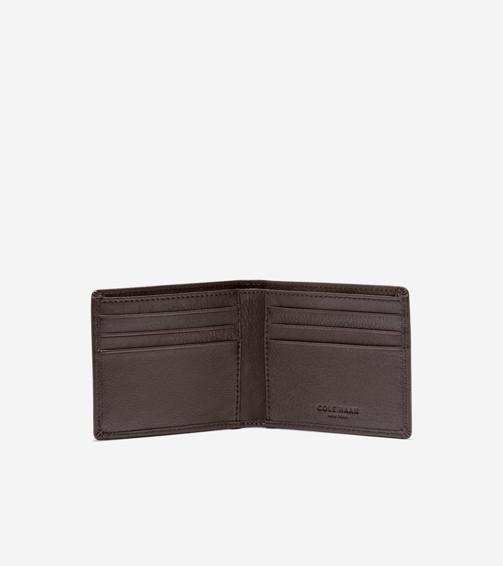 Men's Bifold Wallet with Embossed Logo-Chocolate Brown