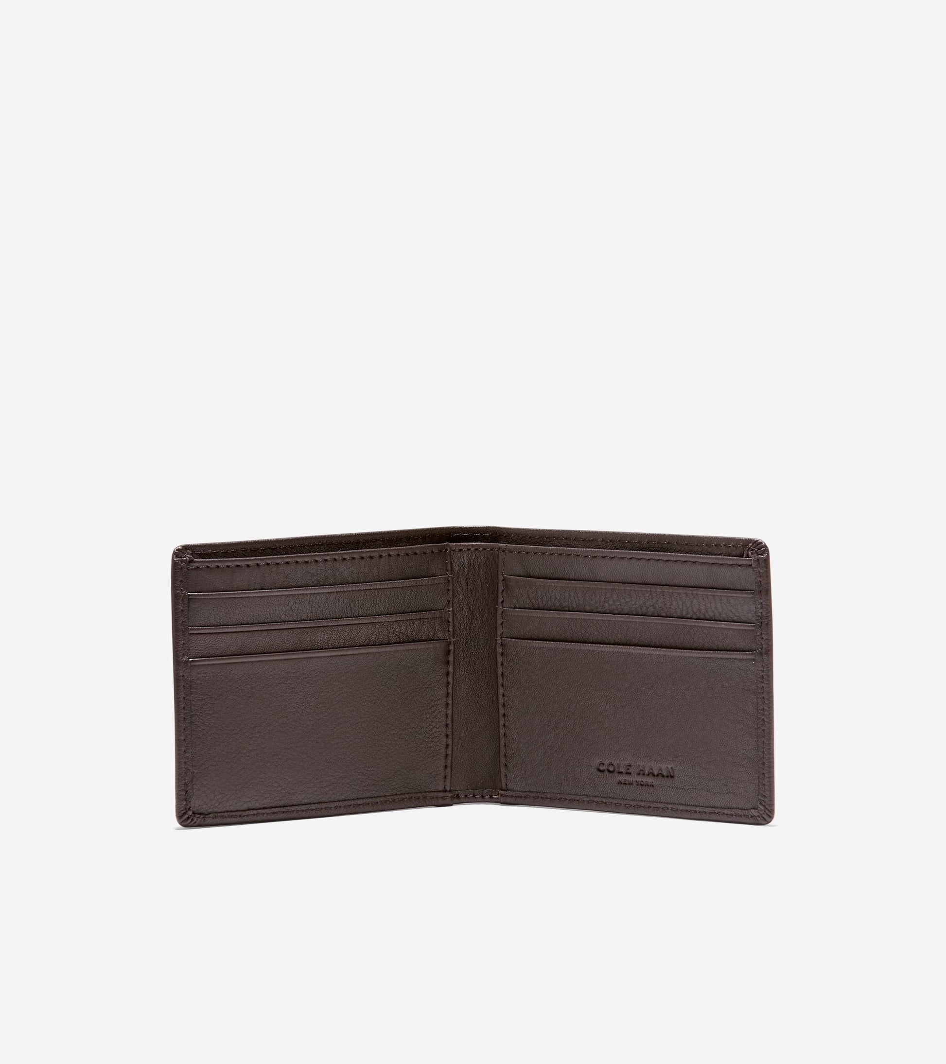 Men's Bifold Wallet with Embossed Logo-Chocolate Brown