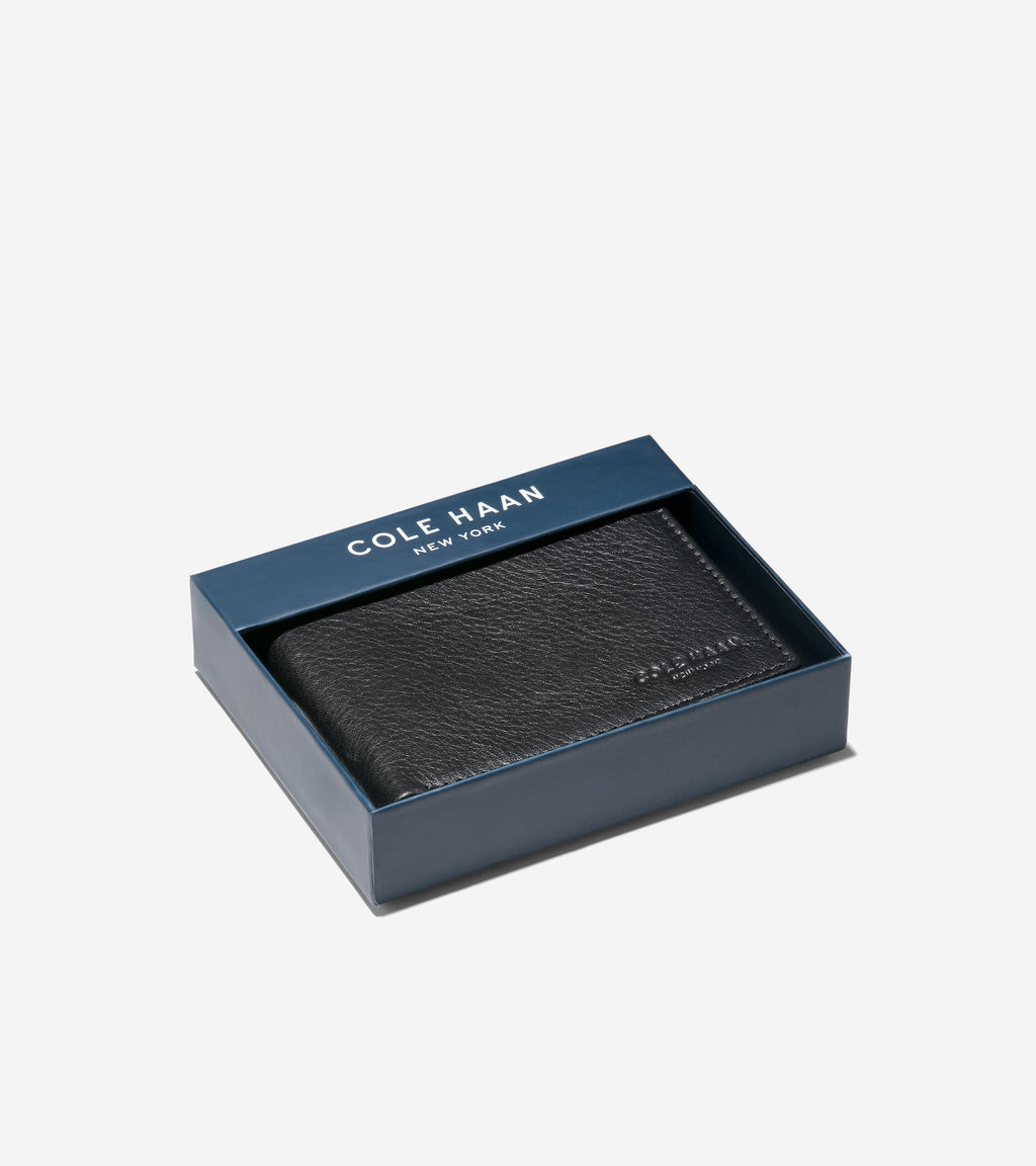 Men's Bifold Wallet with Embossed Logo-Black