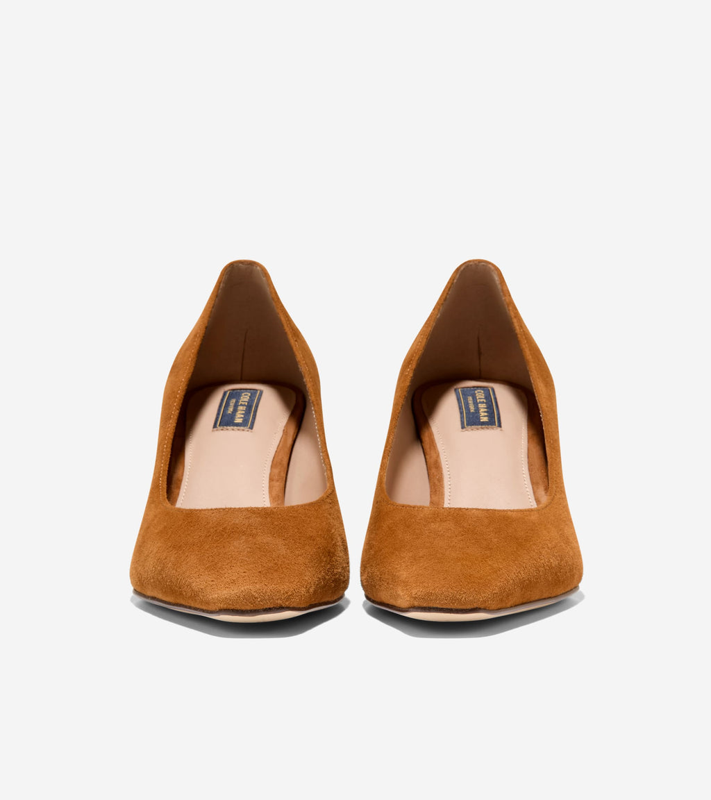 Women's Blanche Snip Toe Pumps-Tobacco-Stacked Heel