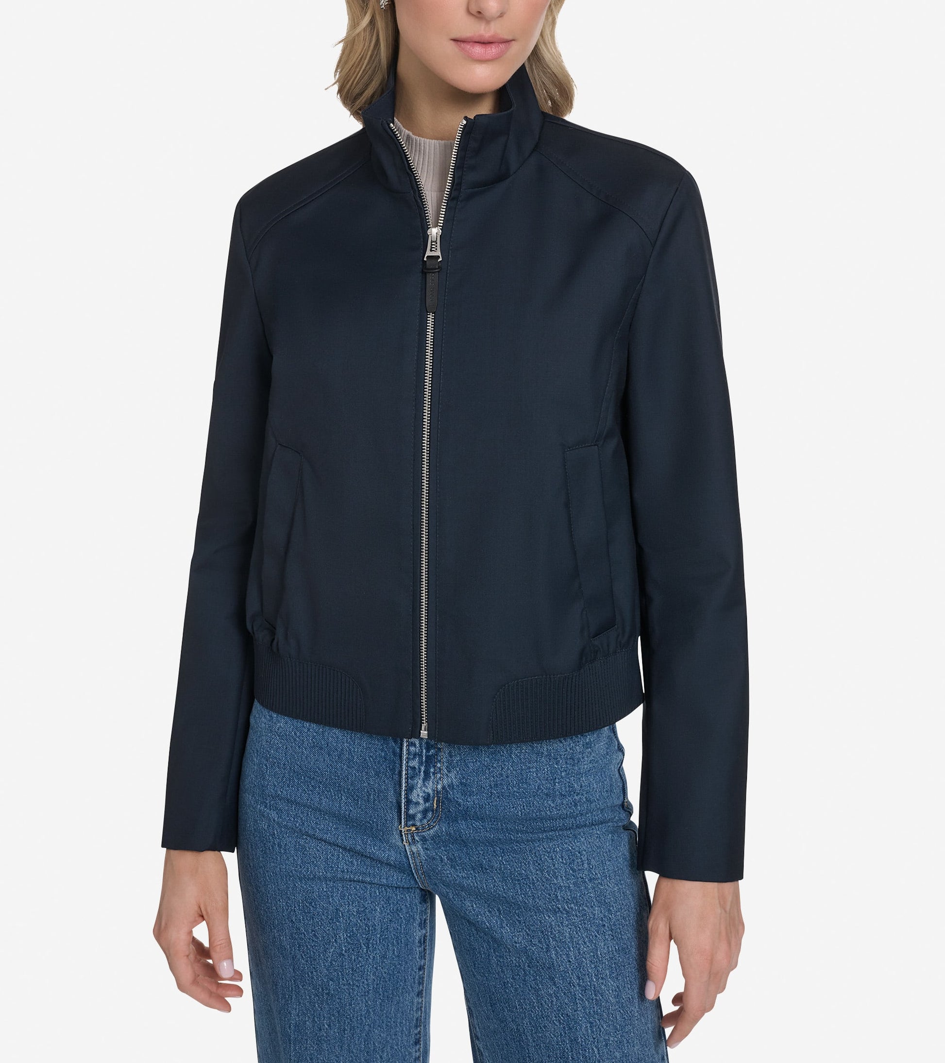 Women's Bomber Style Jacket-Navy