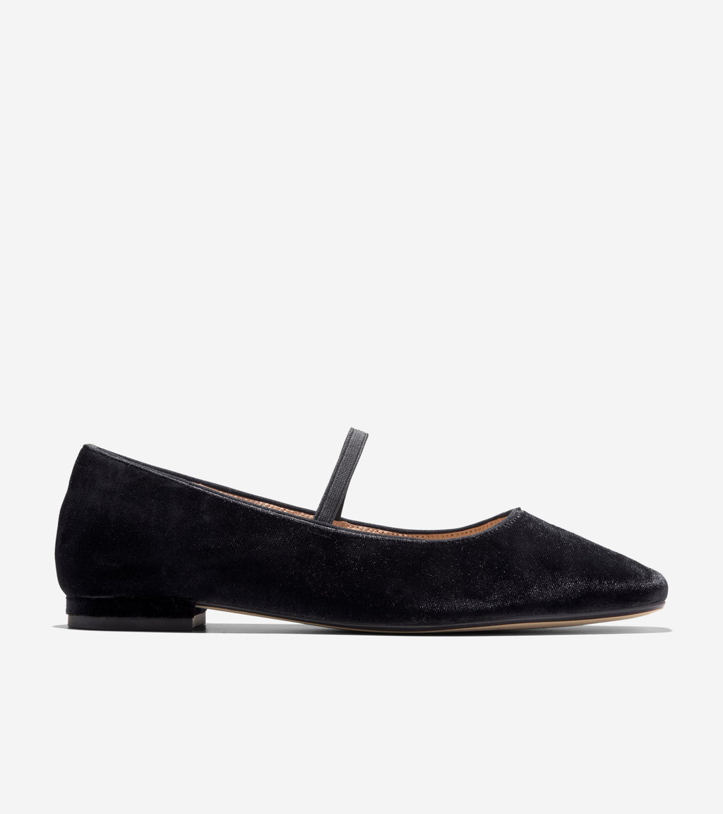 Women's Bridget Mary Jane Ballet Flats-Black Velvet