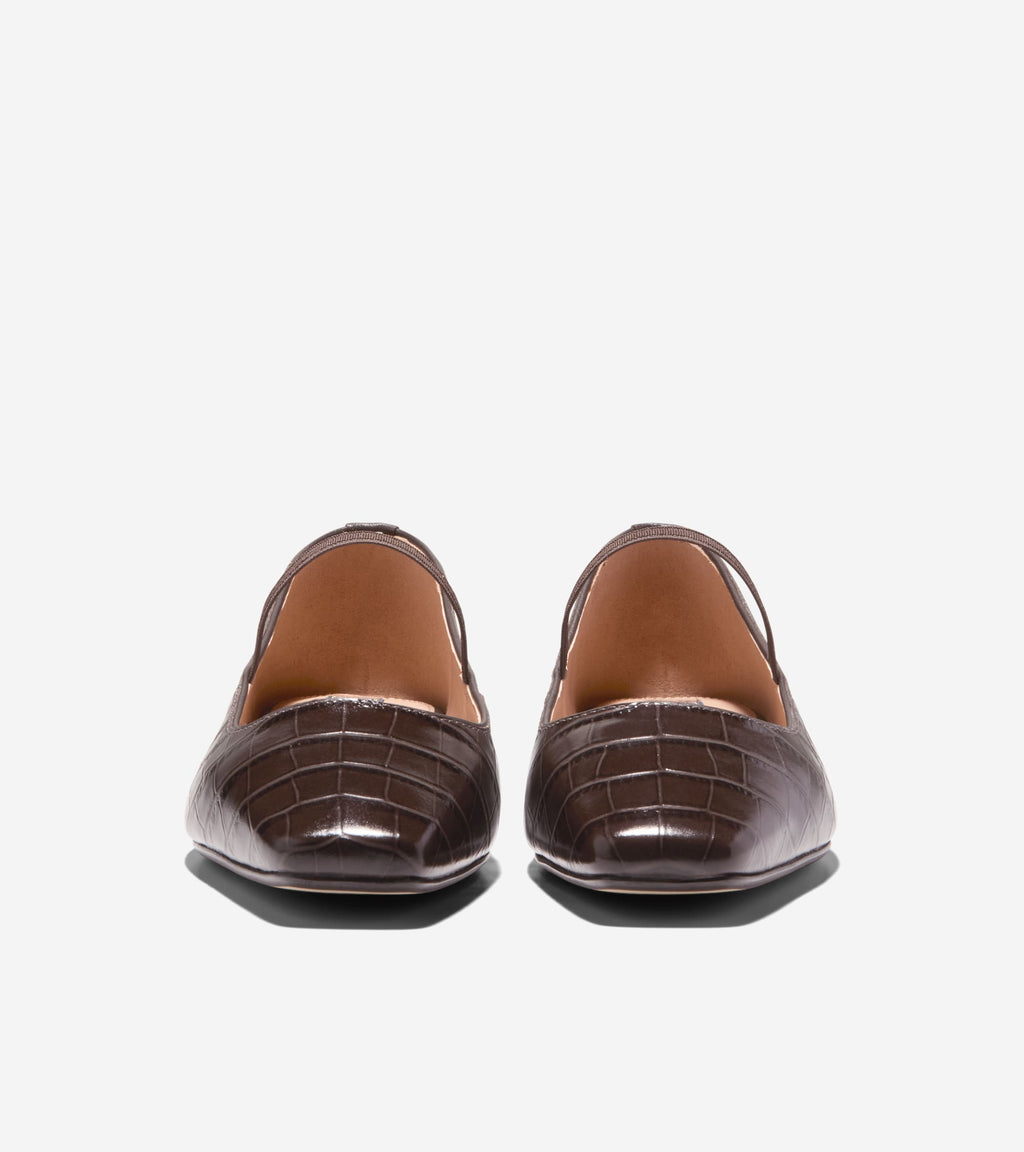 Women's Bridget Mary Jane Ballet Flats-Dark Chocolate Croc Print