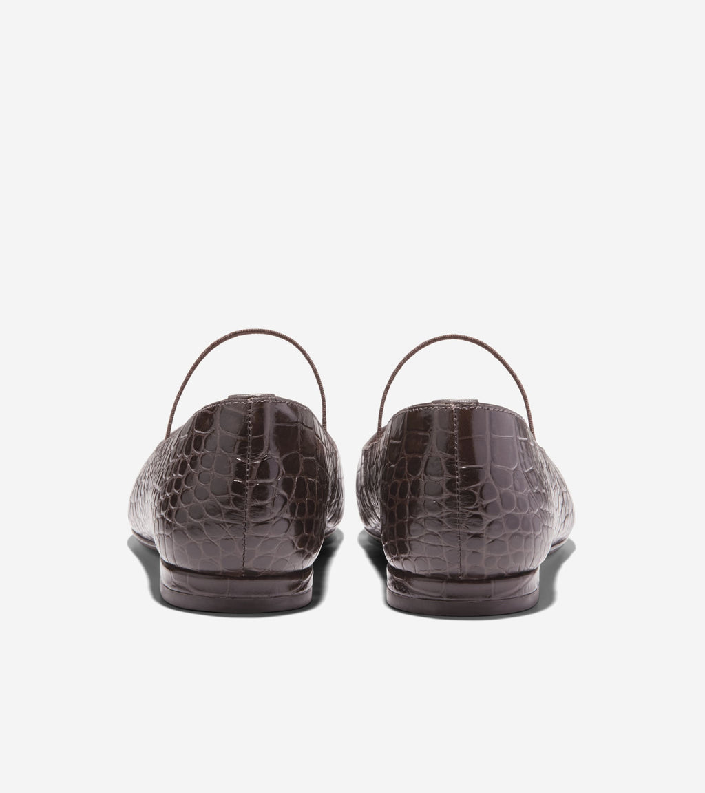 Women's Bridget Mary Jane Ballet Flats-Dark Chocolate Croc Print